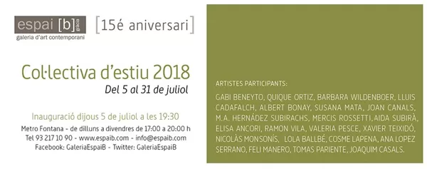 COL.LECTIVA D´ESTIU 2018  - Del 06/07/2018 al 06/07/2018